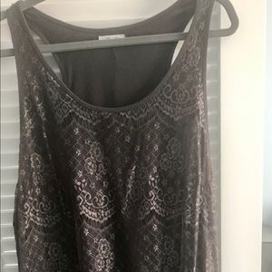 Plus size, lace overlay tank top